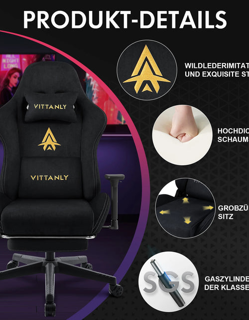 Load image into Gallery viewer, Gaming Chair Luxurious Breathable Office Chair Faux Suede Game Chair Ergonomic Gamer Chair With Footrest Headrest Lumbar Cushio
