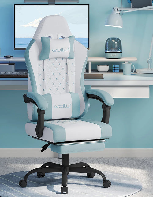Load image into Gallery viewer, WOLTU Massage Gaming Chair Ergonomic Swivel Computer Gamer Office Chair with Pillow Footrest Adjustable Headrest Lumbar Support
