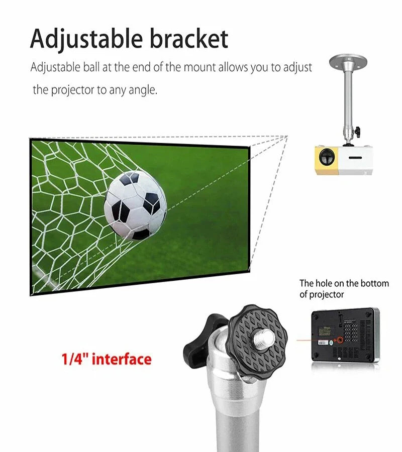 Aluminum 360° Rotatable Ceiling Wall Mount Bracket for HY300 HY320 Portable Projector Beamer Holder