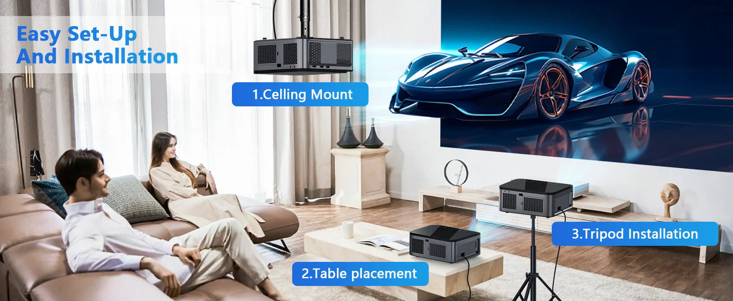 800 Bright Lumens Android Projector HD WiFi6 Bluetooth 5.1