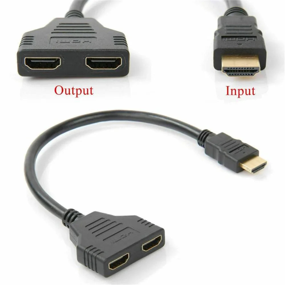 1080P HD HDMI Splitter 1 in 2 out Male to Female Adapter for Laptop TV Box Monitor HDTV Dual Port Cable Device