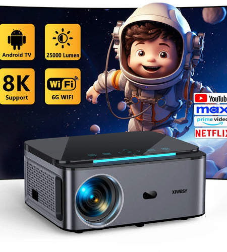 800 Bright Lumens Android Projector HD WiFi6 Bluetooth 5.1