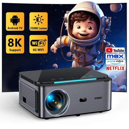 800 Bright Lumens Android Projector HD WiFi6 Bluetooth 5.1