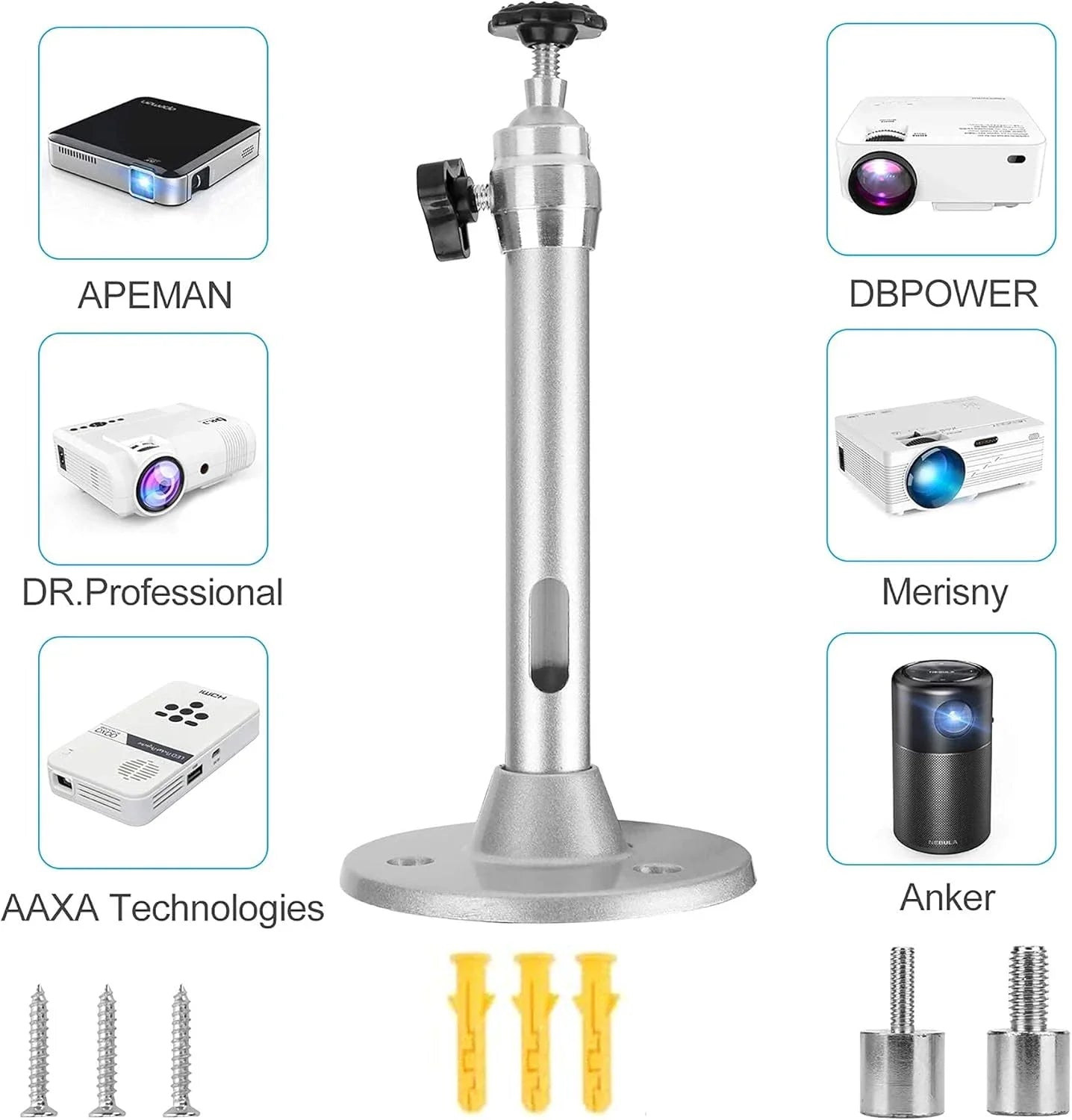 Aluminum 360° Rotatable Ceiling Wall Mount Bracket for HY300 HY320 Portable Projector Beamer Holder