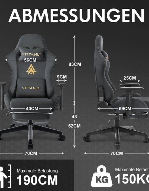 Load image into Gallery viewer, Gaming Chair Luxurious Breathable Office Chair Faux Suede Game Chair Ergonomic Gamer Chair With Footrest Headrest Lumbar Cushio
