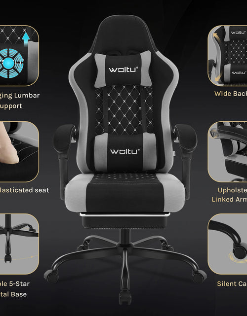 Load image into Gallery viewer, WOLTU Massage Gaming Chair Ergonomic Swivel Computer Gamer Office Chair with Pillow Footrest Adjustable Headrest Lumbar Support

