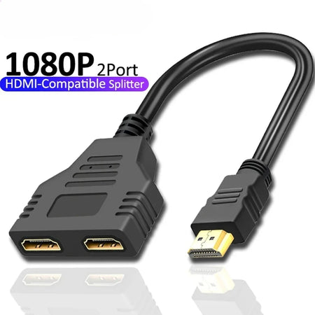 1080P HD HDMI Splitter 1 in 2 out Male to Female Adapter for Laptop TV Box Monitor HDTV Dual Port Cable Device