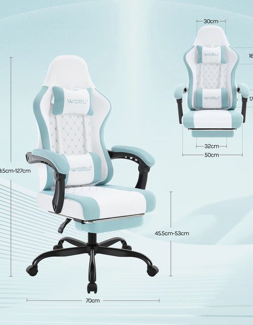 Load image into Gallery viewer, WOLTU Massage Gaming Chair Ergonomic Swivel Computer Gamer Office Chair with Pillow Footrest Adjustable Headrest Lumbar Support
