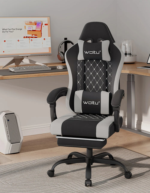 Load image into Gallery viewer, WOLTU Massage Gaming Chair Ergonomic Swivel Computer Gamer Office Chair with Pillow Footrest Adjustable Headrest Lumbar Support
