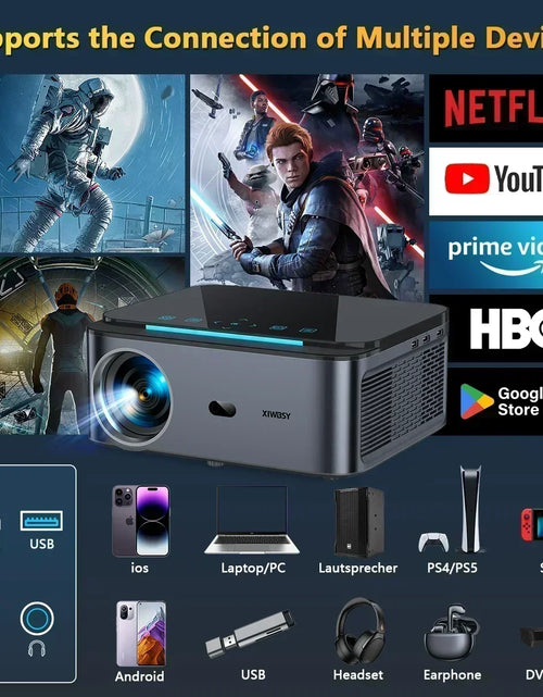Load image into Gallery viewer, 800 Bright Lumens Android Projector HD WiFi6 Bluetooth 5.1
