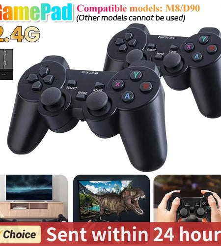 2 Pcs 2.4Ghz Wireless Gamepad PC Game Controller For Game Stick M8 / D90 Game Box Video Game Console Joystick Battery Operated