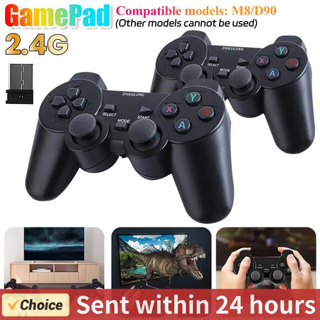 2 Pcs 2.4Ghz Wireless Gamepad PC Game Controller For Game Stick M8 / D90 Game Box Video Game Console Joystick Battery Operated