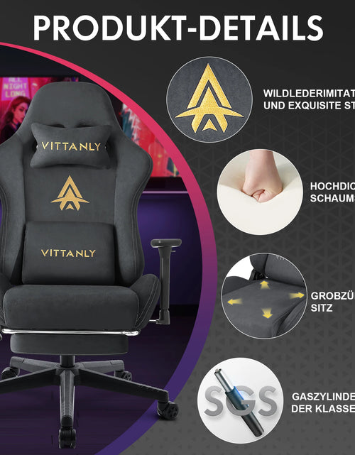 Load image into Gallery viewer, Gaming Chair Luxurious Breathable Office Chair Faux Suede Game Chair Ergonomic Gamer Chair With Footrest Headrest Lumbar Cushio
