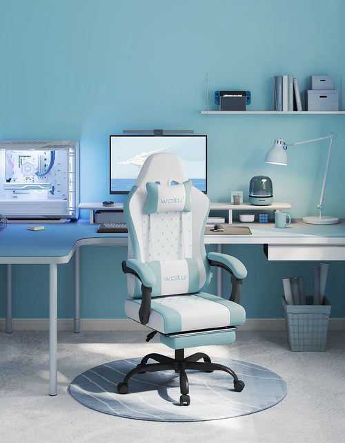 Load image into Gallery viewer, WOLTU Massage Gaming Chair Ergonomic Swivel Computer Gamer Office Chair with Pillow Footrest Adjustable Headrest Lumbar Support
