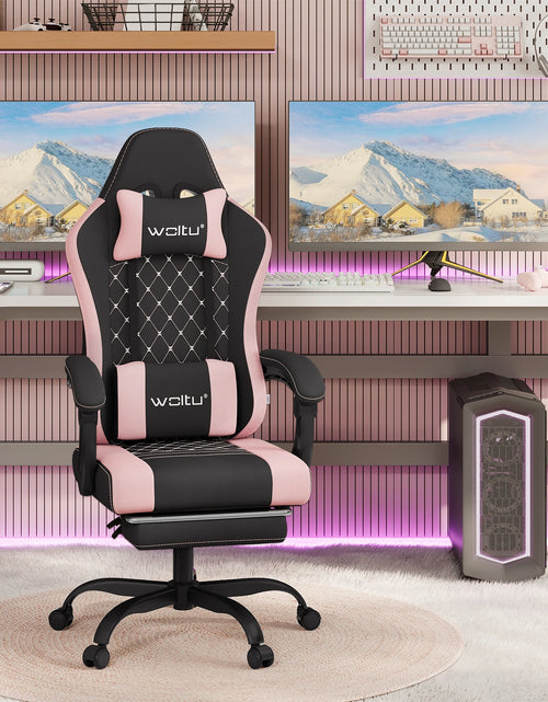 Load image into Gallery viewer, WOLTU Massage Gaming Chair Ergonomic Swivel Computer Gamer Office Chair with Pillow Footrest Adjustable Headrest Lumbar Support
