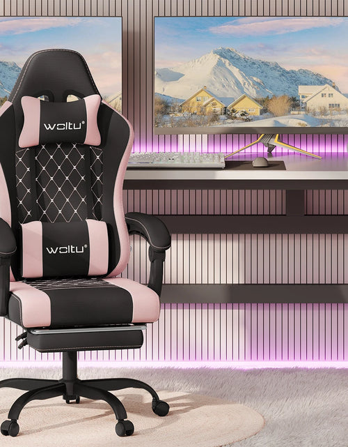 Load image into Gallery viewer, WOLTU Massage Gaming Chair Ergonomic Swivel Computer Gamer Office Chair with Pillow Footrest Adjustable Headrest Lumbar Support
