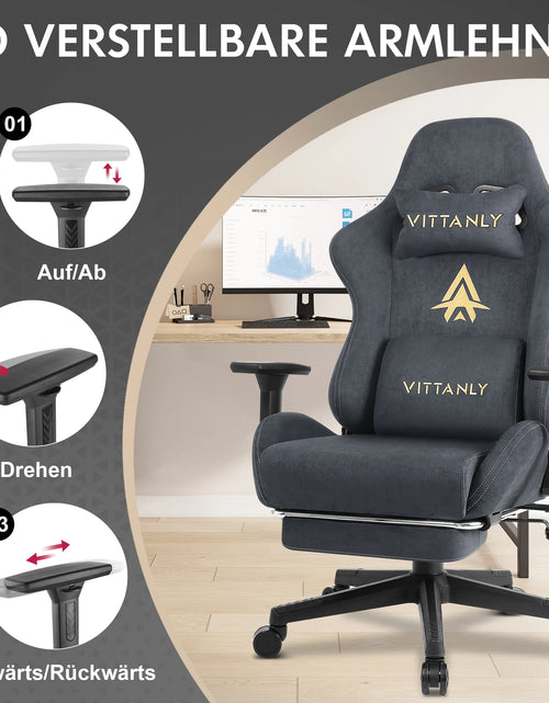 Load image into Gallery viewer, Gaming Chair Luxurious Breathable Office Chair Faux Suede Game Chair Ergonomic Gamer Chair With Footrest Headrest Lumbar Cushio
