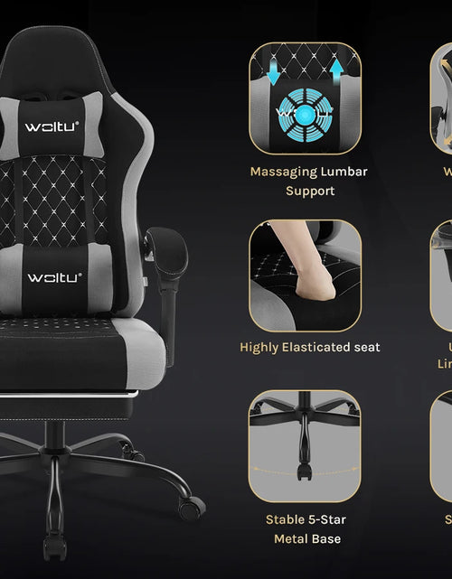 Load image into Gallery viewer, WOLTU Massage Gaming Chair Ergonomic Swivel Computer Gamer Office Chair with Pillow Footrest Adjustable Headrest Lumbar Support
