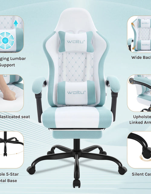 Load image into Gallery viewer, WOLTU Massage Gaming Chair Ergonomic Swivel Computer Gamer Office Chair with Pillow Footrest Adjustable Headrest Lumbar Support
