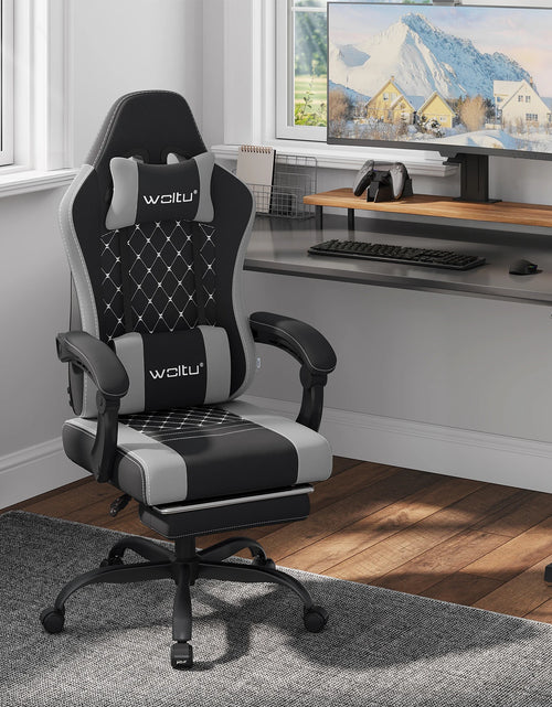 Load image into Gallery viewer, WOLTU Massage Gaming Chair Ergonomic Swivel Computer Gamer Office Chair with Pillow Footrest Adjustable Headrest Lumbar Support
