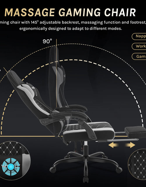 Load image into Gallery viewer, WOLTU Massage Gaming Chair Ergonomic Swivel Computer Gamer Office Chair with Pillow Footrest Adjustable Headrest Lumbar Support
