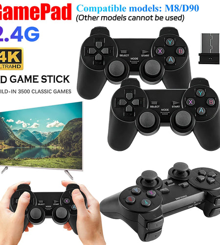 2 Pcs 2.4Ghz Wireless Gamepad PC Game Controller For Game Stick M8 / D90 Game Box Video Game Console Joystick Battery Operated