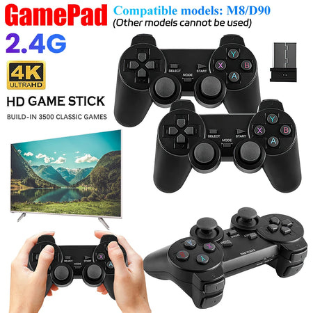 2 Pcs 2.4Ghz Wireless Gamepad PC Game Controller For Game Stick M8 / D90 Game Box Video Game Console Joystick Battery Operated
