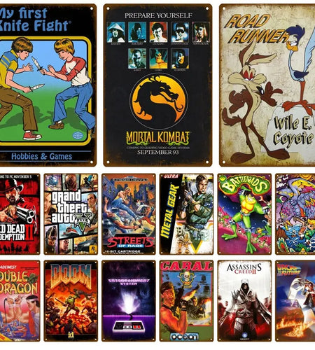 Vintage Gamer Retro Tin Sign  Metal Wall Decor for Kitchen  Home Decorative Wall Plate  Vintage Poster Perfect for Gaming Room o