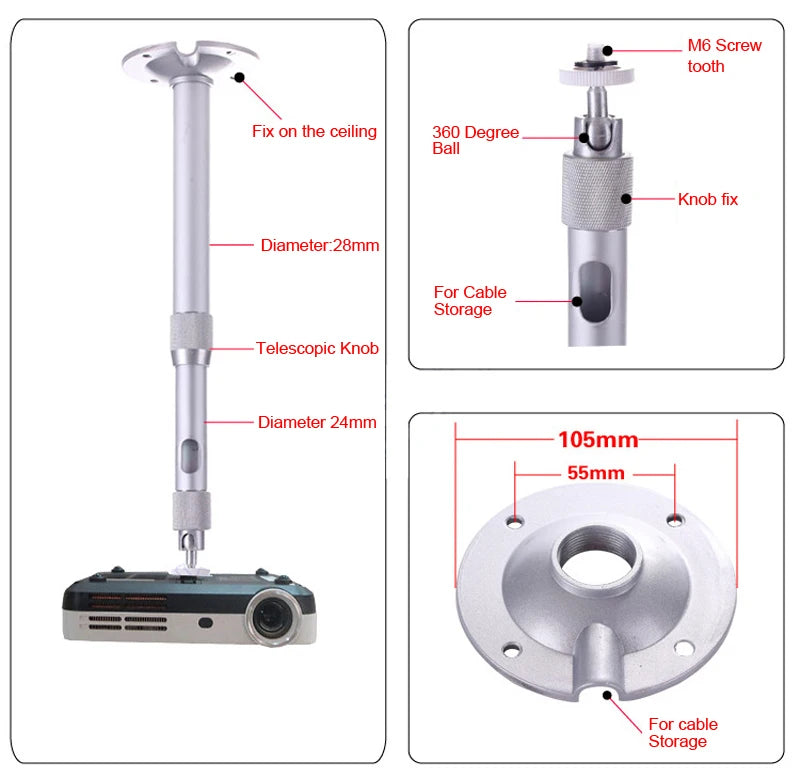 Salange Mini Projector Wall Mount Stand Ceiling Bracket Holder for HY300 YG300 J15 HY320 Mini Projector DV Security Web Camera