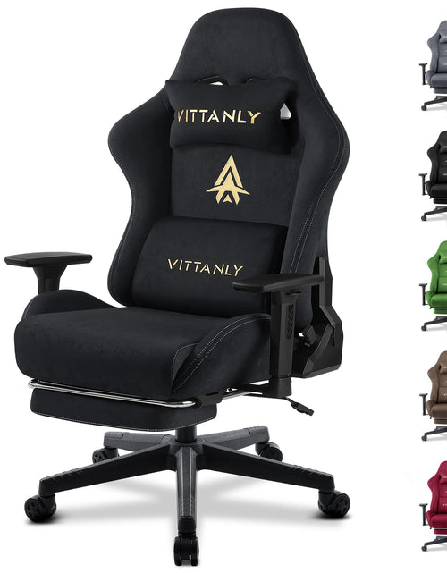 Load image into Gallery viewer, Gaming Chair Luxurious Breathable Office Chair Faux Suede Game Chair Ergonomic Gamer Chair With Footrest Headrest Lumbar Cushio
