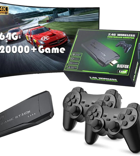Update Retro Video Game Console 2.4G Wireless Console Game Stick 4k 20000 Game 64G Portable Dendy Game Console for GBA/FC/PS1/MD