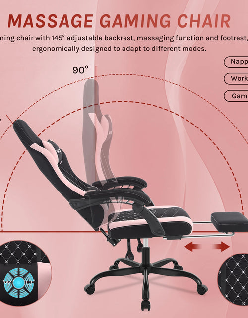 Load image into Gallery viewer, WOLTU Massage Gaming Chair Ergonomic Swivel Computer Gamer Office Chair with Pillow Footrest Adjustable Headrest Lumbar Support
