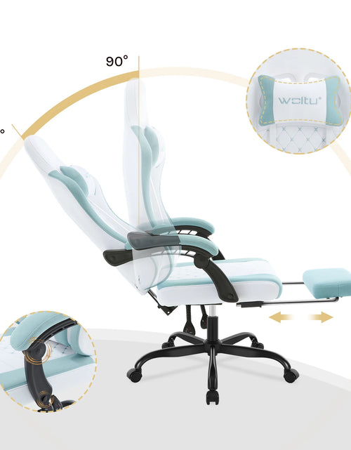 Load image into Gallery viewer, WOLTU Massage Gaming Chair Ergonomic Swivel Computer Gamer Office Chair with Pillow Footrest Adjustable Headrest Lumbar Support

