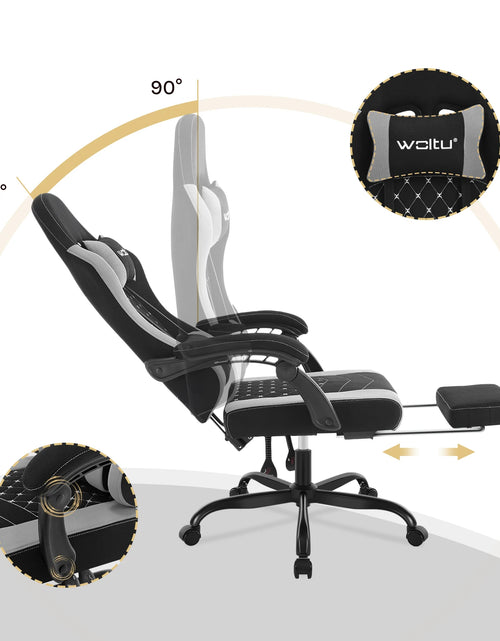 Load image into Gallery viewer, WOLTU Massage Gaming Chair Ergonomic Swivel Computer Gamer Office Chair with Pillow Footrest Adjustable Headrest Lumbar Support
