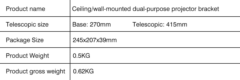 Everycom Projector Wall Bracket Hanger Adjustable Projector Ceiling Mount Stand For Jenovox XGIMI JMGO VIdda C1S Formovie X5 etc
