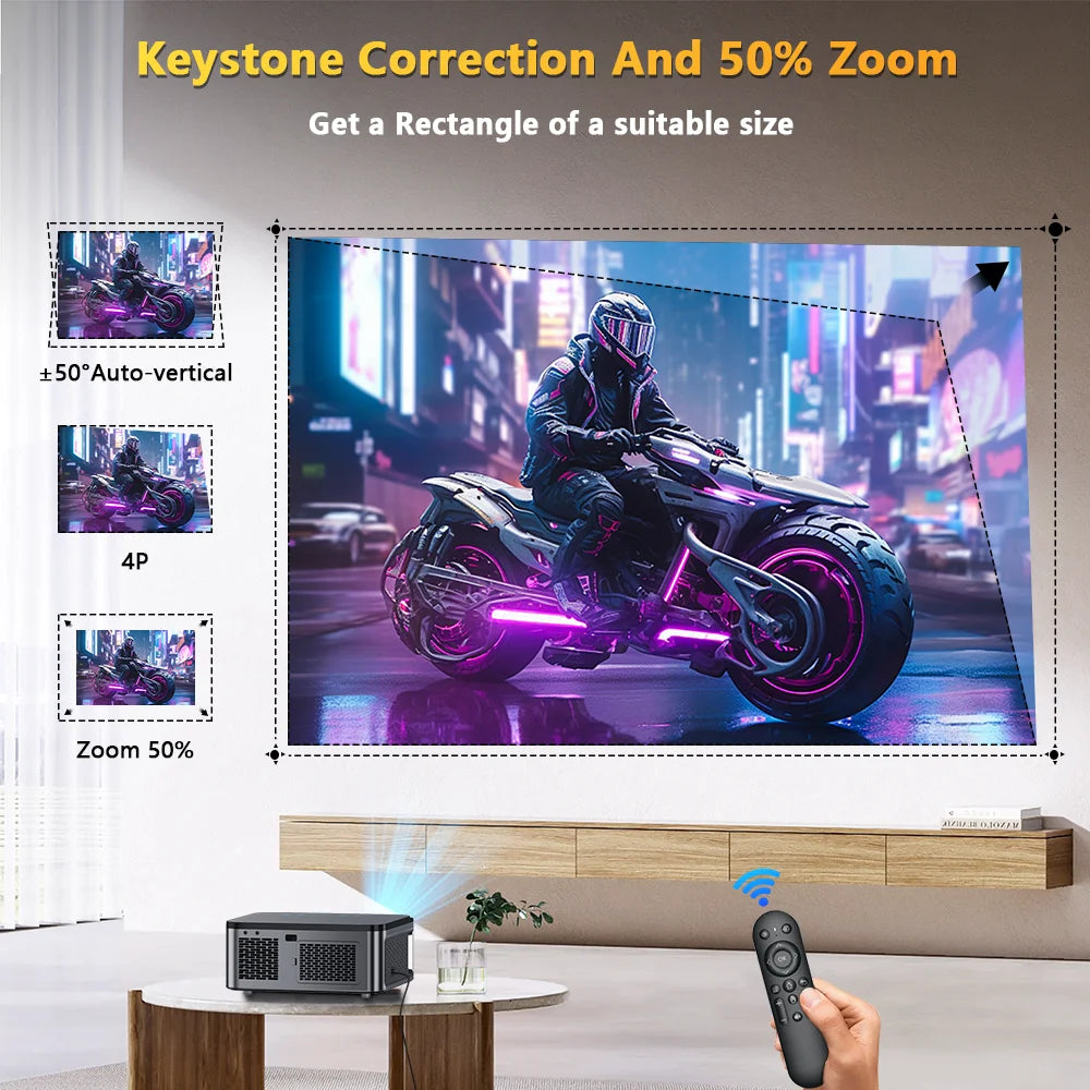 800 Bright Lumens Android Projector HD WiFi6 Bluetooth 5.1