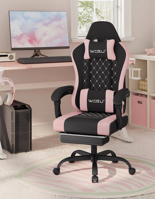 Load image into Gallery viewer, WOLTU Massage Gaming Chair Ergonomic Swivel Computer Gamer Office Chair with Pillow Footrest Adjustable Headrest Lumbar Support
