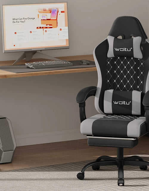 Load image into Gallery viewer, WOLTU Massage Gaming Chair Ergonomic Swivel Computer Gamer Office Chair with Pillow Footrest Adjustable Headrest Lumbar Support
